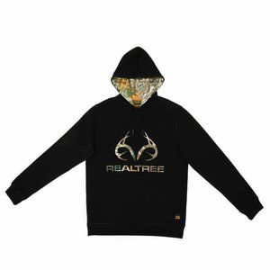Realtree Men’s Hooded Sweatshirt Black Kangaroo Pocket Size Medium NWT